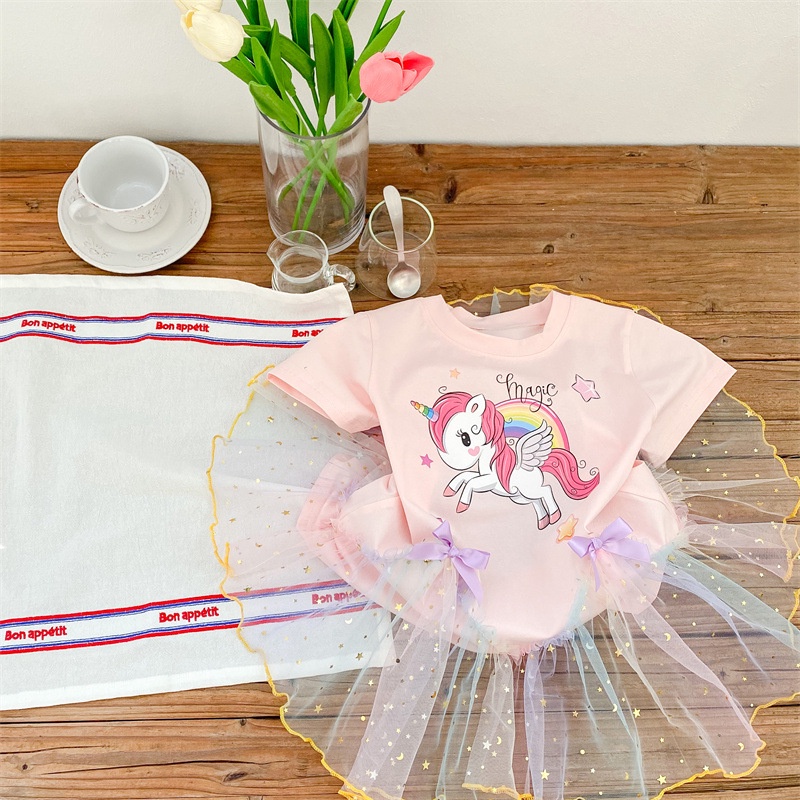 Đầm Công Chúa Đính Kim Sa Và Nơ Màu Cầu Vồng Dễ Thương Cho Bé Gái 2022