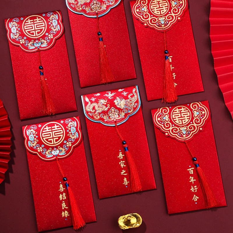Bao Lì Xì Đỏ May Mắn Phong Cách Trung Hoa Cho Năm Mới