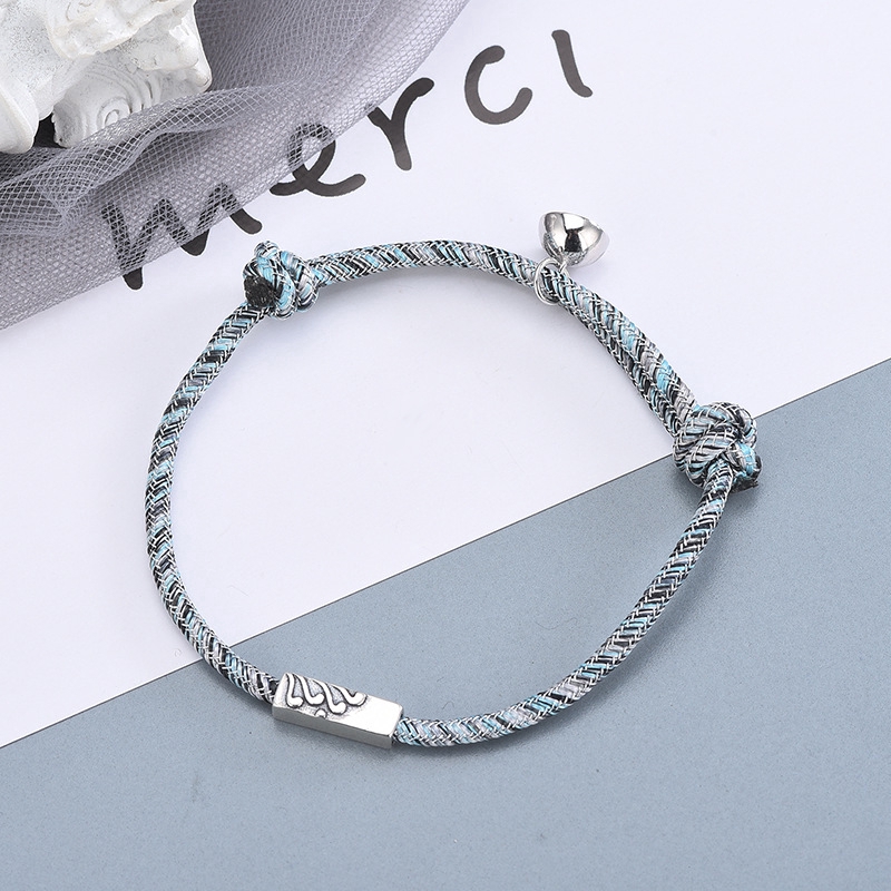 Set 2 vòng đeo tay dây bện có nam châm đơn giản cho cặp đôi