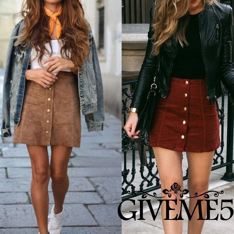 Váy ngắn da lộn có dây cột thời trang cho nữ