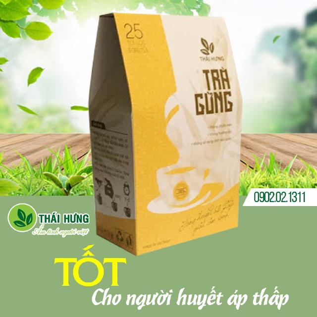 [Chính Hãng] Trà Gừng Thái Hưng Giải Cảm Lạnh Tăng Huyết Áp Thấp , tăng cường tuần hoàn máu , giữ ấm (Hộp 25 Túi Lọc 5g)