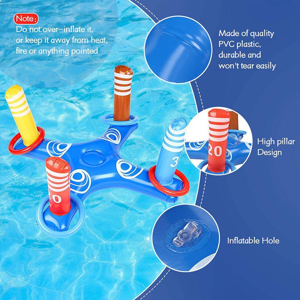 LILYES Inflatable Ring Toss Game Summer Inflatable Ring Toys Swimming Pool Floating Ring Beach Toy Party Props Water Toy Ring Toys Children Plaything Air Mattress Throw Pool Game/Multicolor