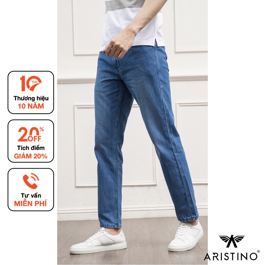 Quần jeans nam Aristino ống suông nam cao cấp - AJN00301