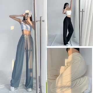 Quần cullotes ống suông chất thun tăm mát co giãn cạp chun, quần ống rộng cotton tăm
