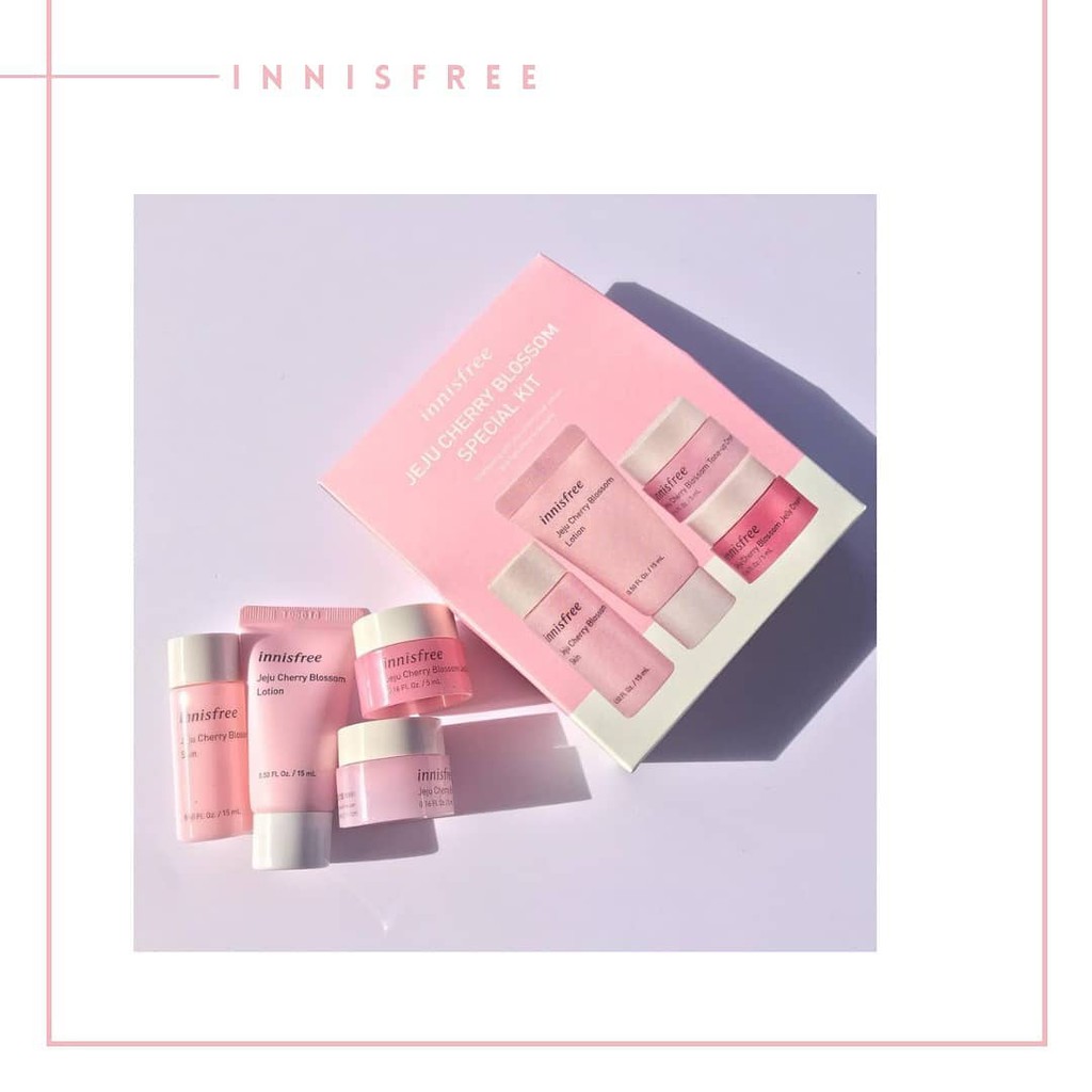 Set dưỡng trắng da Innisfree Jeju Cherry Blossom Special kit (4 items)-[COCOLUX]