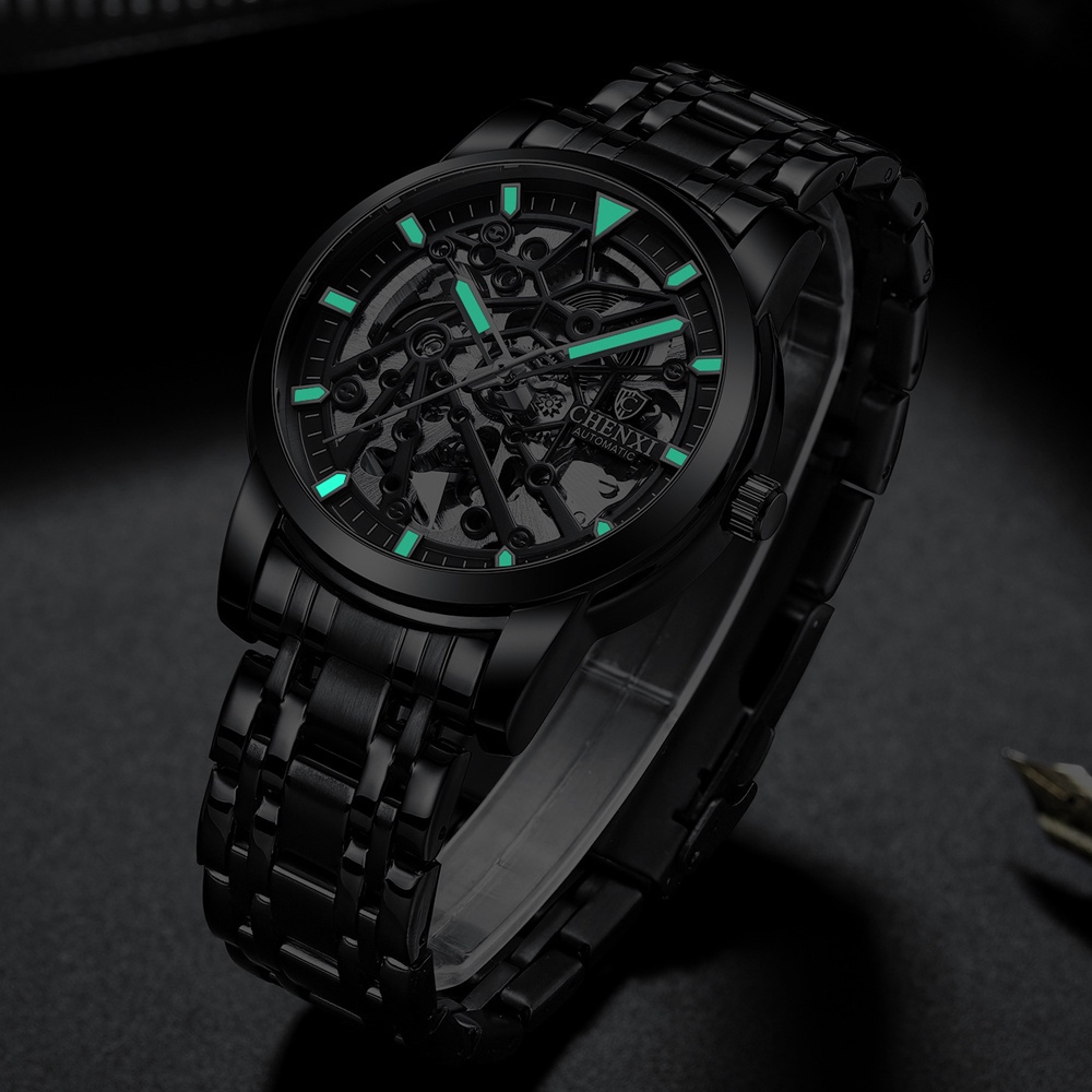 Đồng Hồ Cơ Tự Động Chexi Bằng Thép Không Gỉ Hoặc Da Dạ Quang Chống Nước Sang Trọng Thời Trang Cho Nam