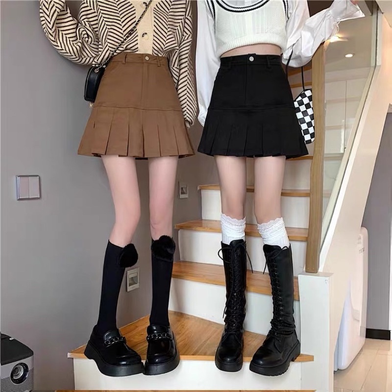 CHÂN VÁY XẾP LY ĐUÔI CÁ KAKI MỀM SIÊU XINH