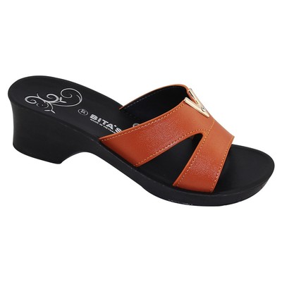 Dép quai ngang nữ Bita's DAN.103 (Đen + Đỏ + Vàng bò)