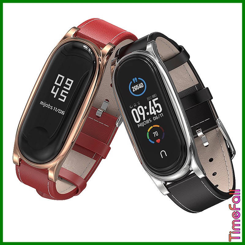 Dây đeo da bò PLUS Miband 4, MIBAND 3 chính hãng MIJOBS, dây đeo thay thế mi band 4, MIB AND 3 da bò viền cong (MIJOBS)