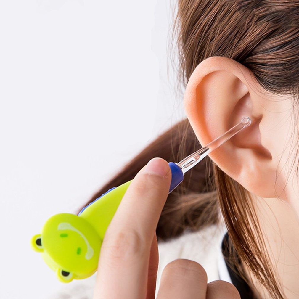 1 Bộ Dụng Cụ Vệ Sinh Tai Có Đèn LED Hình Hoạt Hình Ngẫu Nhiên
