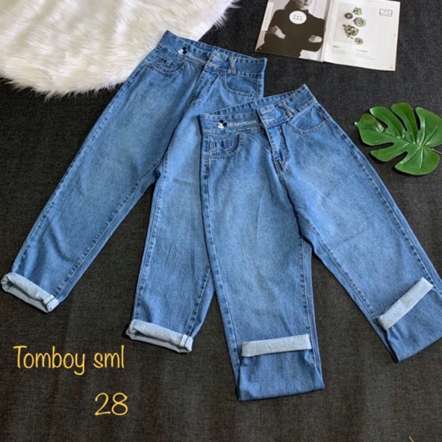 Quần baggy jean lưng siêu cao lưng thêu chuột (Ms 028 - 508)