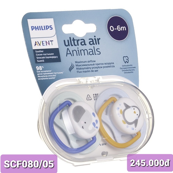 Ty giả Avent Ultra Air Animal - ti ngậm Philips Avent thông khí silicon cho bé