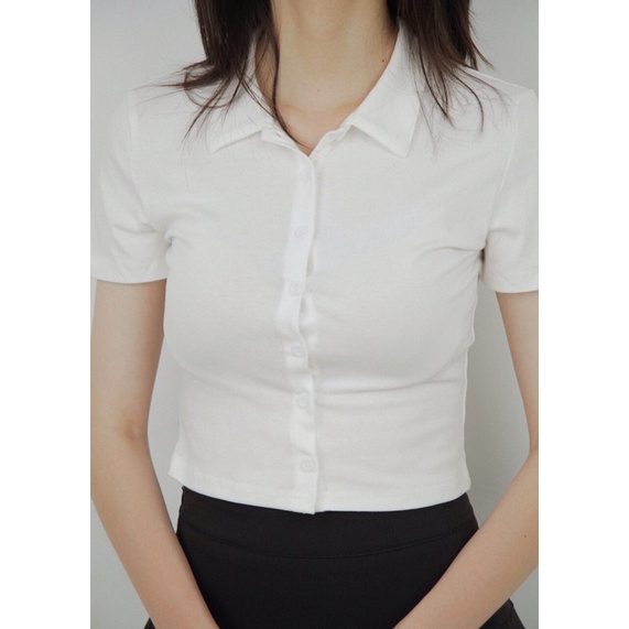 Áo Rib Cropped Polo Top