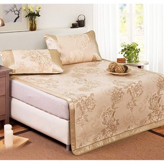 Chiếu lụa điều hòa 3D cao cấp dễ vệ sinh và gấp gọn, chất lụa mịn và mát giúp ngủ ngon và sâu hơn (Tặng kèm 2 vỏ gối)