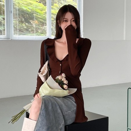 Áo thun tay dài cổ chữ v thời trang sành điệu dành cho nữ | WebRaoVat - webraovat.net.vn