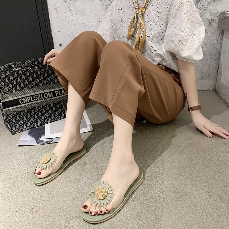 Dép quai ngang hoa cúc nhựa mềm chống trơn trượt không bẩn dùng đi mưa