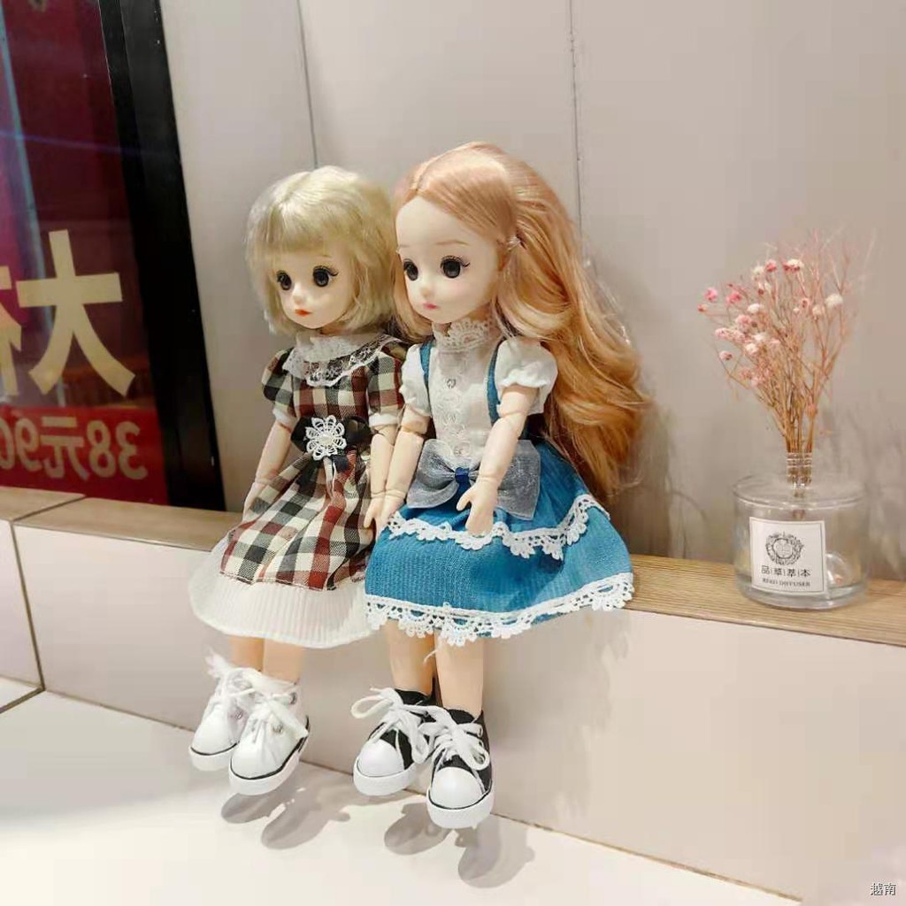 ♠♝30 cm Búp bê Barbie 21 khớp 3D mắt giống công chúa bjd cô gái chơi nhà quà