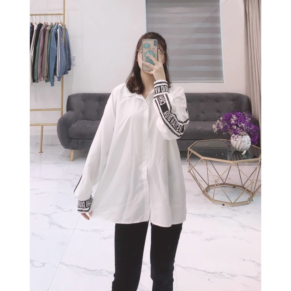 Áo Sơ Mi  Nữ Form Rộng Hàn Quốc Thom Viền Tay Dày Mịn Thoáng Mát Dafaif Tay Unisex Nam Nữ