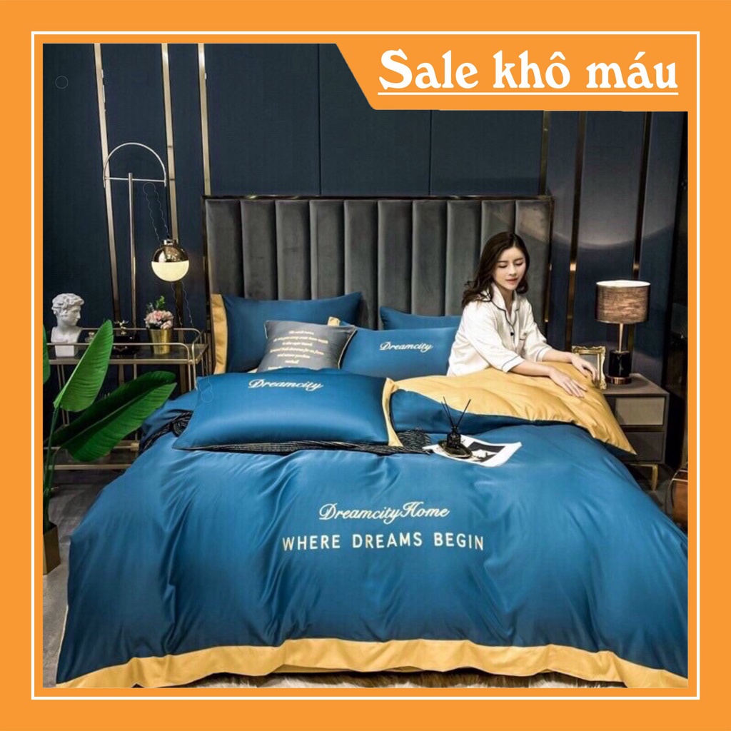 Bộ chăn ga gối  4 món phi lụa Dreamcity nhập khẩu bo chun miễn phí mọi kích thước của đệm | BigBuy360 - bigbuy360.vn