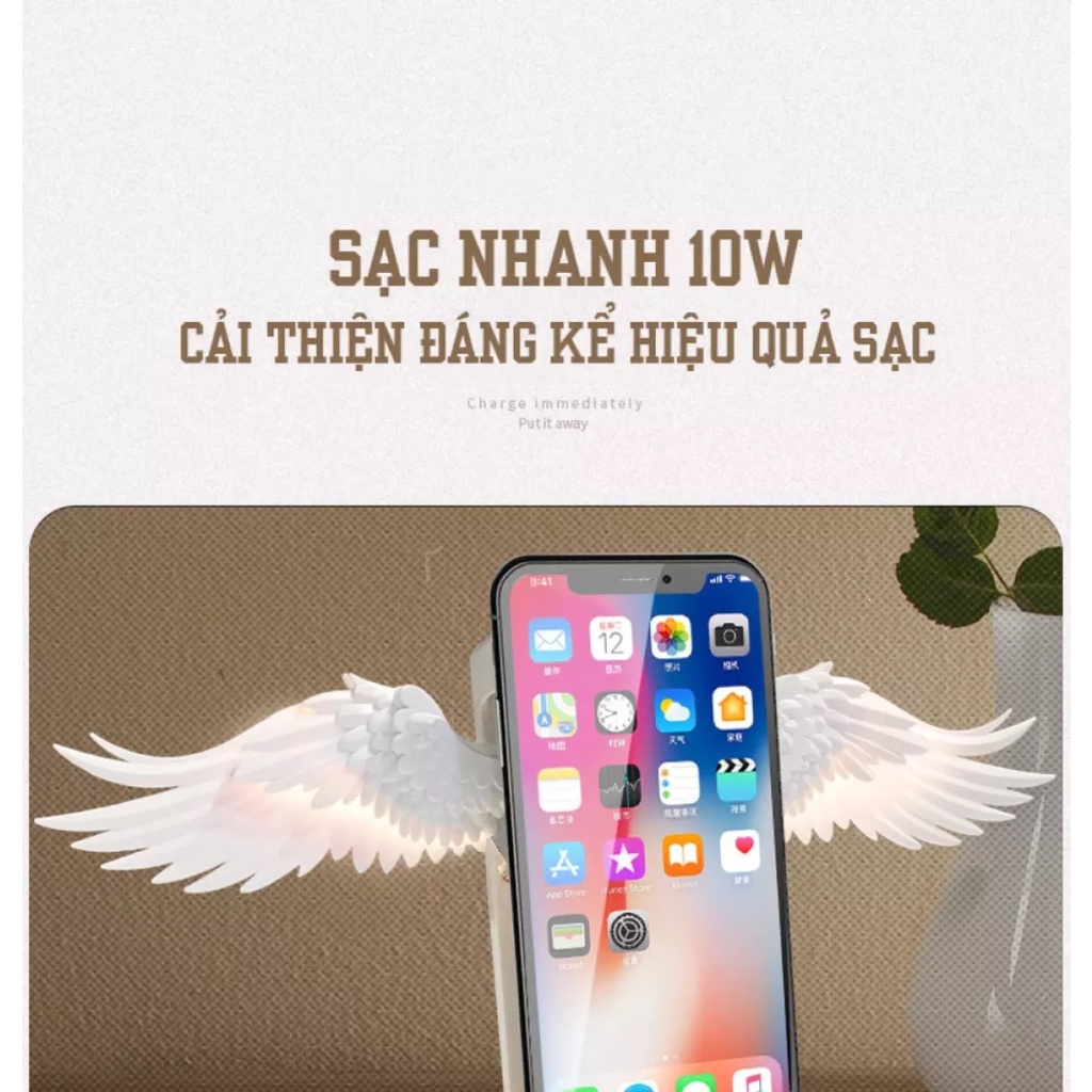 Sạc Nhanh Không Dây , sạc thiên thần , công suất 10w , đế sạc nhanh không dây tích hợp mọi loại máy