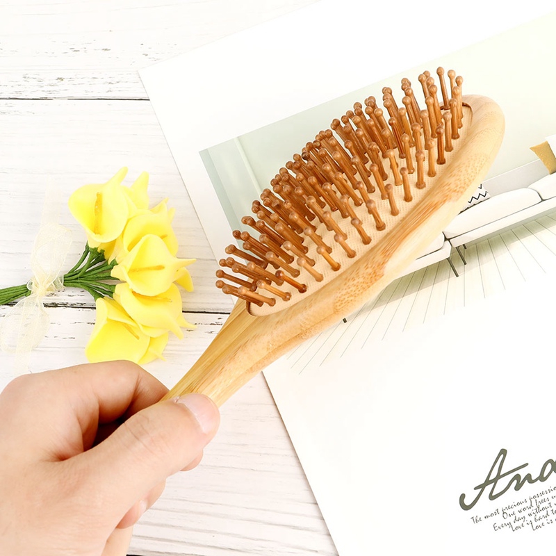 [Hàng mới về] Lược chải tóc massage da đầu bằng gỗ tre