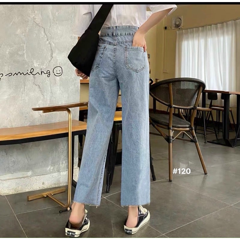Bigsize(30-35)FREESHIP Quần Jeans Suông VNXK 2 Nút Lưng Kiểu Nữ Size Lớn 2 Màu Ms 120- TC Shop Jeans