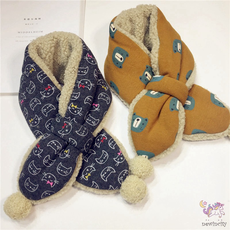 Khăn Quàng Cổ Họa Tiết Hoạt Hình Phong Cách Hàn Quốc Cho Bé