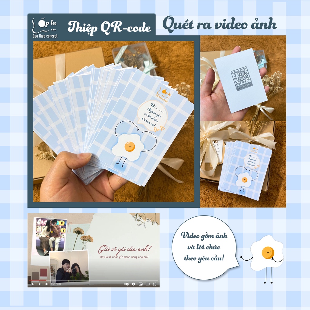 Thiệp quà tặng - quét QR-code ra VIDEO LỜI CHÚC THEO YÊU CẦU | Ốp la - Quà tặng bạn gái