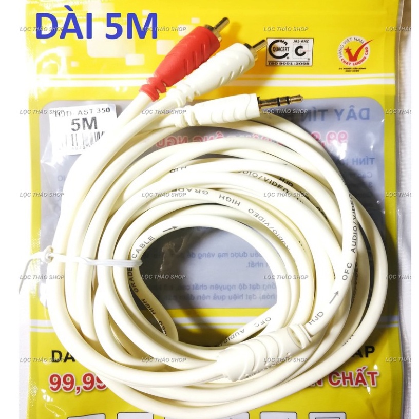 Cáp loa jack 3.5 ra 2 AV hoa sen dài 1.8M 3M 5M 10M 15M cao cấp