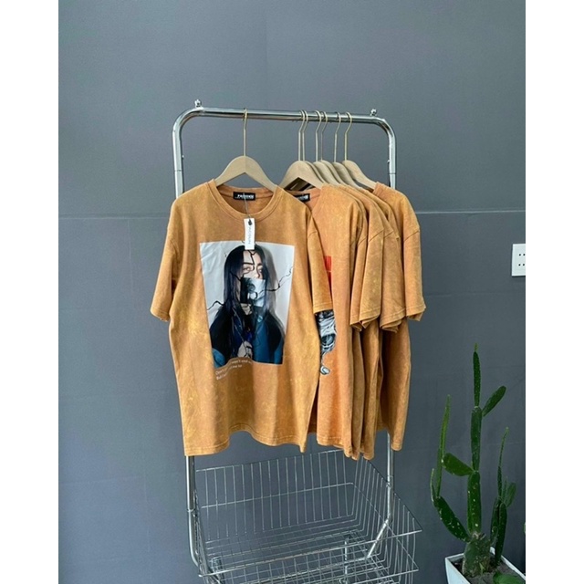 ÁO THUN TAY LỠ WASH VÀNG FULL TEM MÁC FORM UNISEX NAM NỮ (kèm ảnh thật)