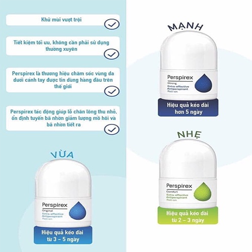 ✅  Lăn Khử Mùi Perspirex, Lăn Nách Ngăn Tiết Mồ Hôi Hiệu Quả, Khử Mùi Hôi Triệt Để 20ml