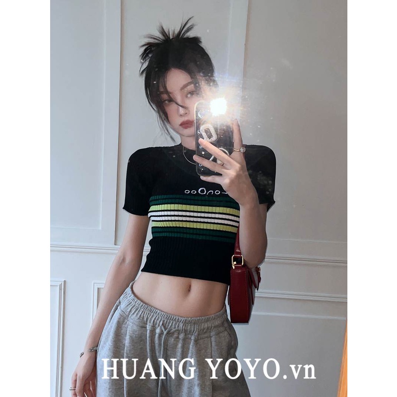 Áo Thun Ngắn Tay Ôm Dáng Thời Trang retro Hàn Quốc Dành Cho Nữ