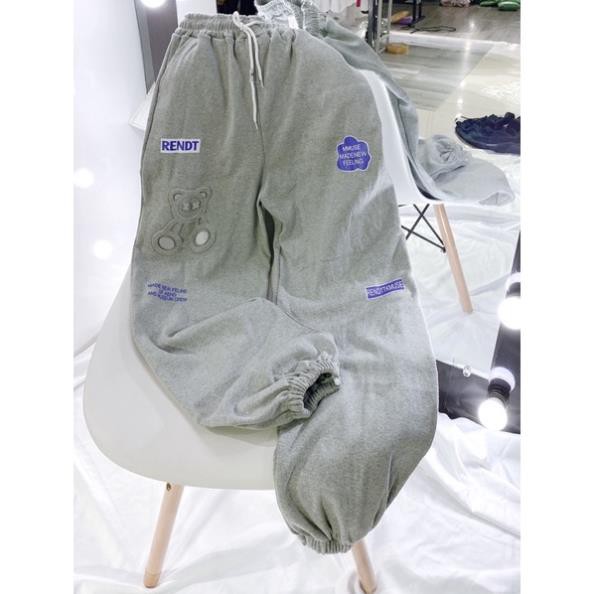 [ GIÁ CỰC SỐC] Quần Jocgger Gấu Cute Dập Nổi Unisex Nam Nữ Form Rộng Ulzzang