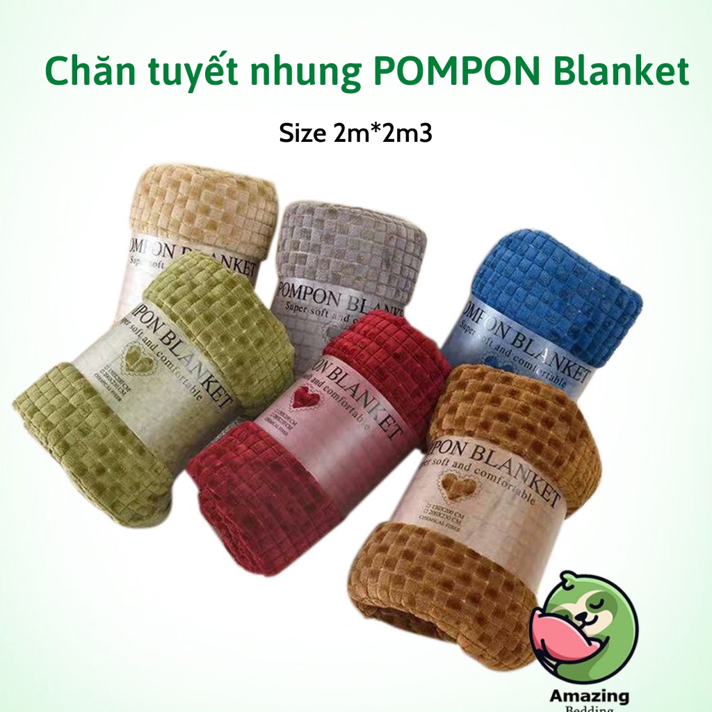 Chăn lông tuyết BLANKET POMPON new 2021 siêu mềm mịn