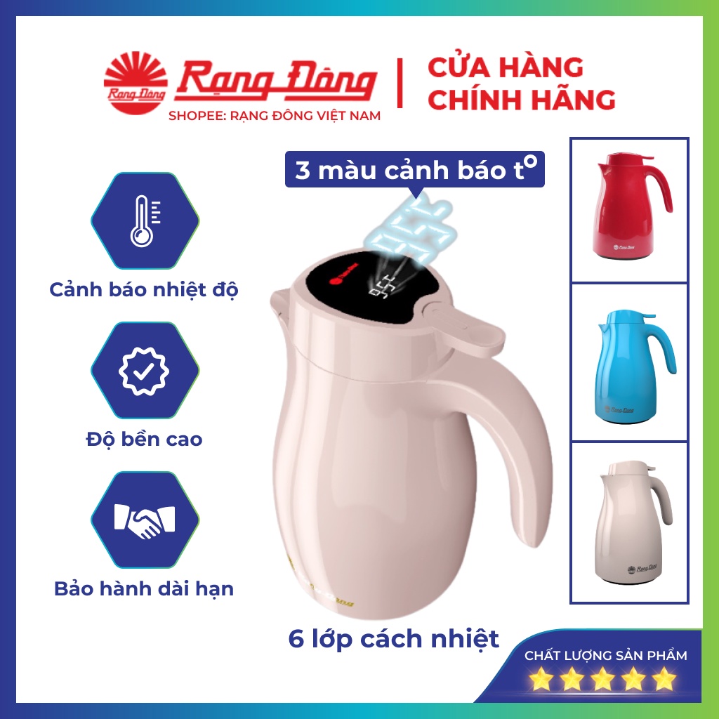 Phích nước Rạng đông 1,5 lit, Phích pha trà hiển thị nhiệt độ thông minh, Bình thuỷ giữ nhiệt RD-1542 N3.E