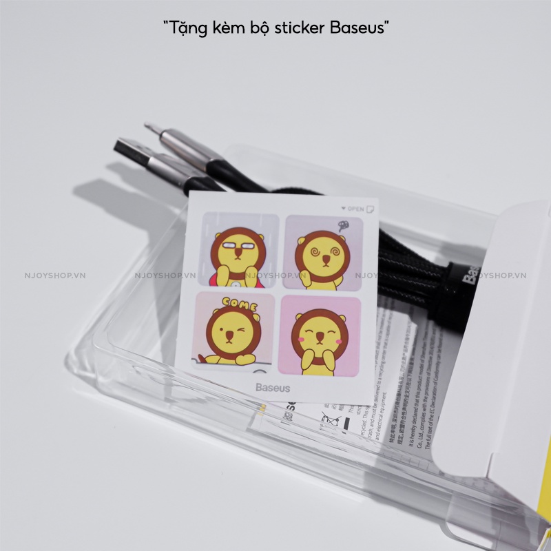 Cáp Sạc Nhanh Có Đèn Led Baseus Horizontal 2.4a Dây Bện Nylon Độ Dài 1m/2m Cho 6 6s 7 Plus 8 Plus Xs Max Xr