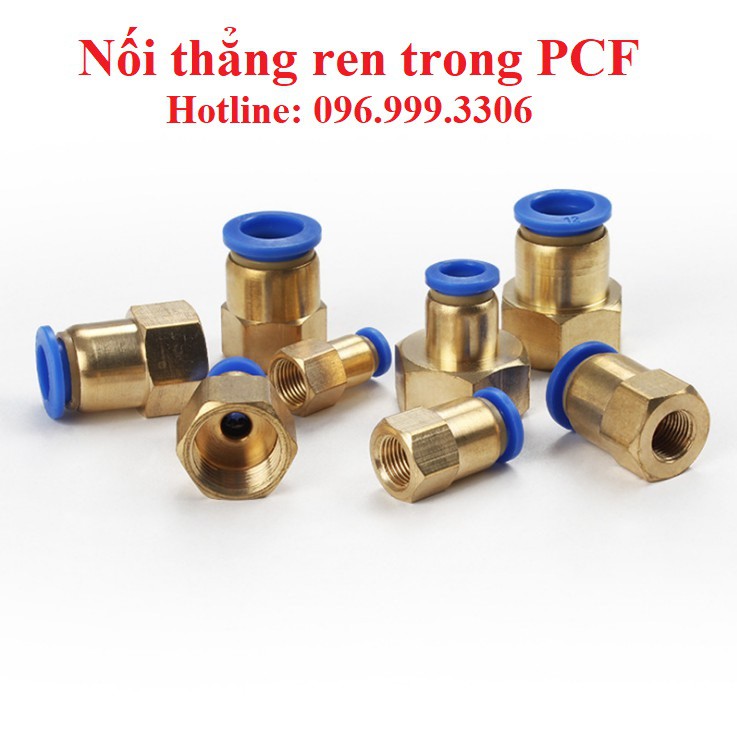 Đầu nối thẳng ren trong PCF khí nén, phun sương đầy đủ kích cỡ giá sỉ