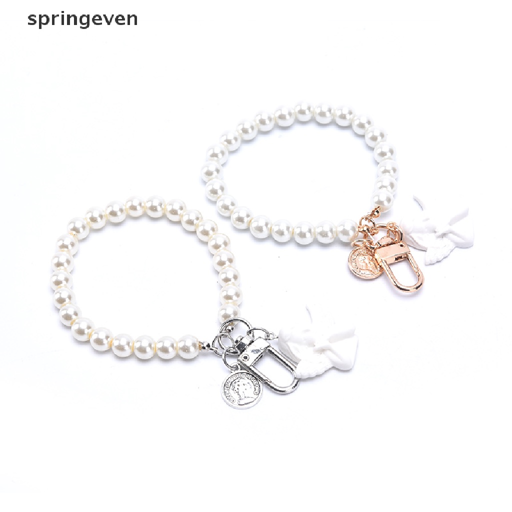 Móc Khóa Hình Thiên Thần Đính Ngọc Trai Trắng Phong Cách Vintage Giá Đỡ