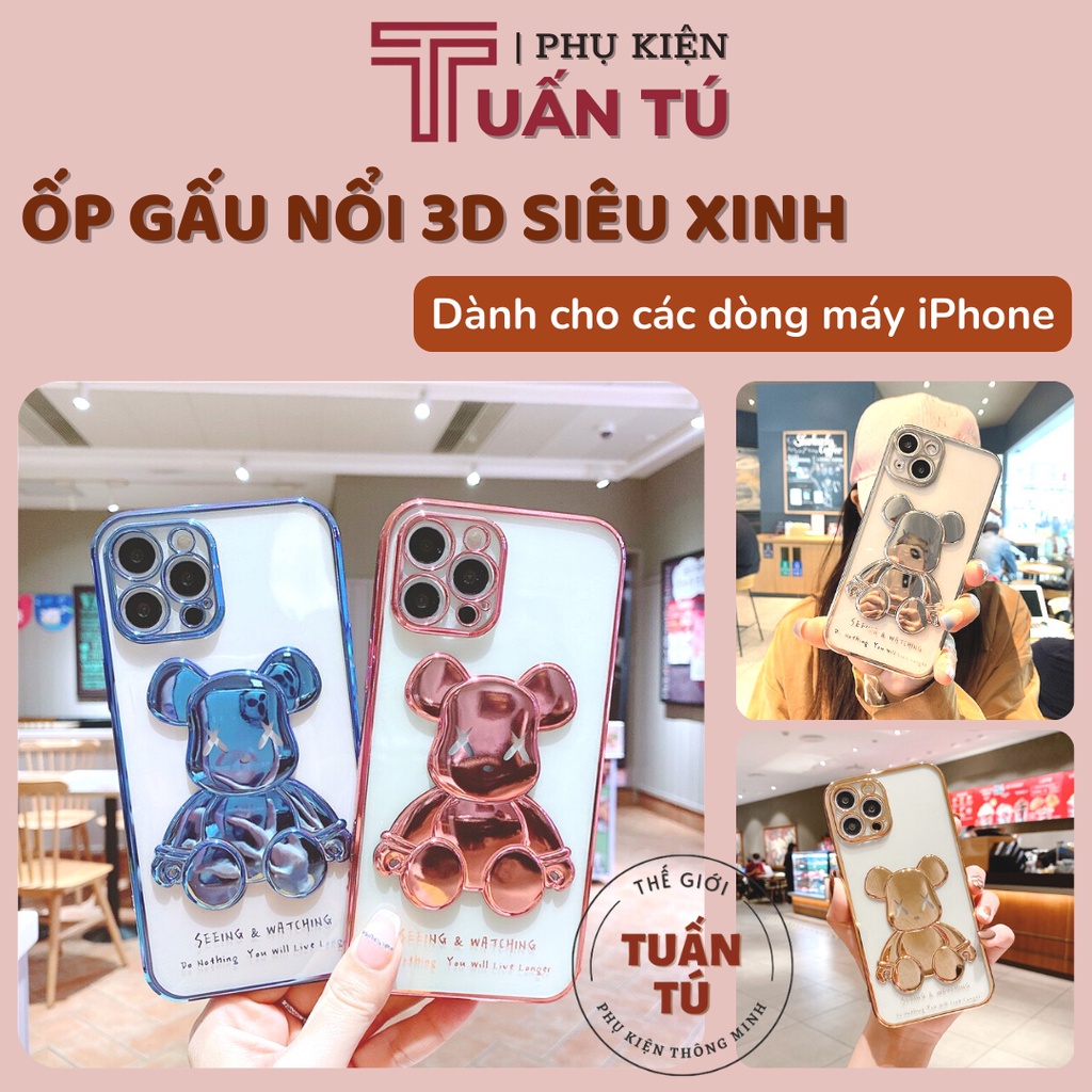 Ốp gấu 3D Bearbrick cực xinh siêu hot - Ốp lưng iPhone cho iP 7Plus, Xsmax, 11Promax, 12Promax, 13Promax