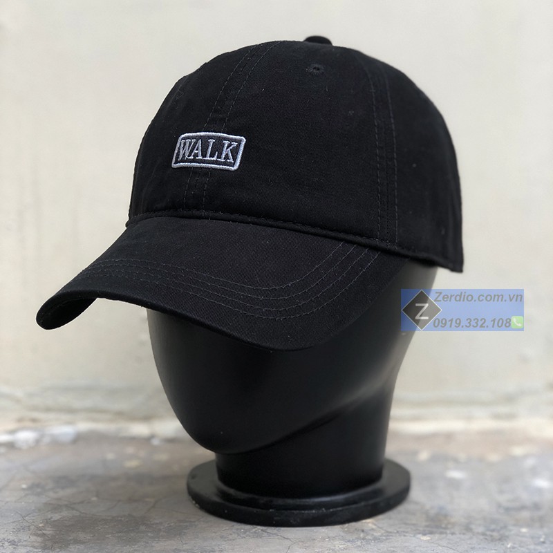 Nón lưỡi trai WALK cho nam và nữ màu đen form mềm đẹp, chất liệu cotton cao cấp