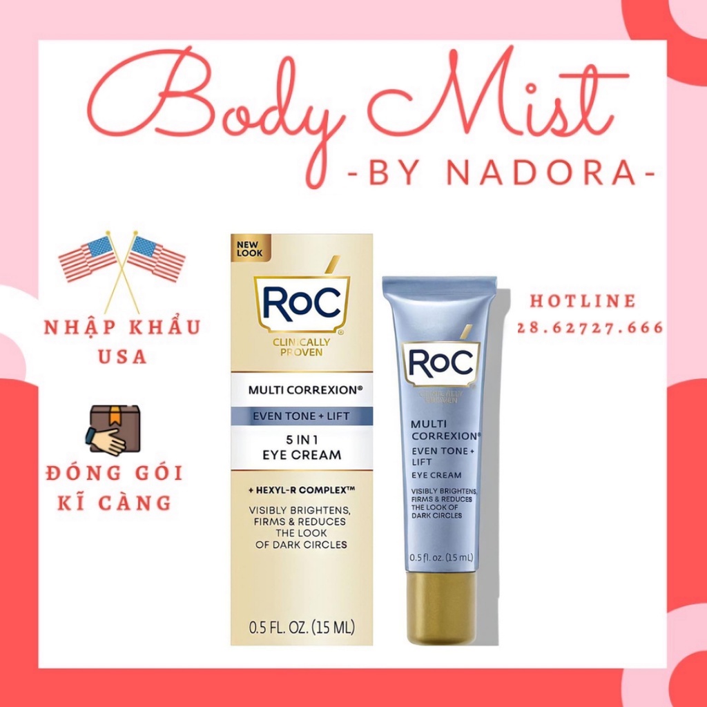 Kem Dưỡng Mắt Nâng Cơ ROC Multi Correxion Even Tone + Lift 5 in 1 Eye Cream 15ml