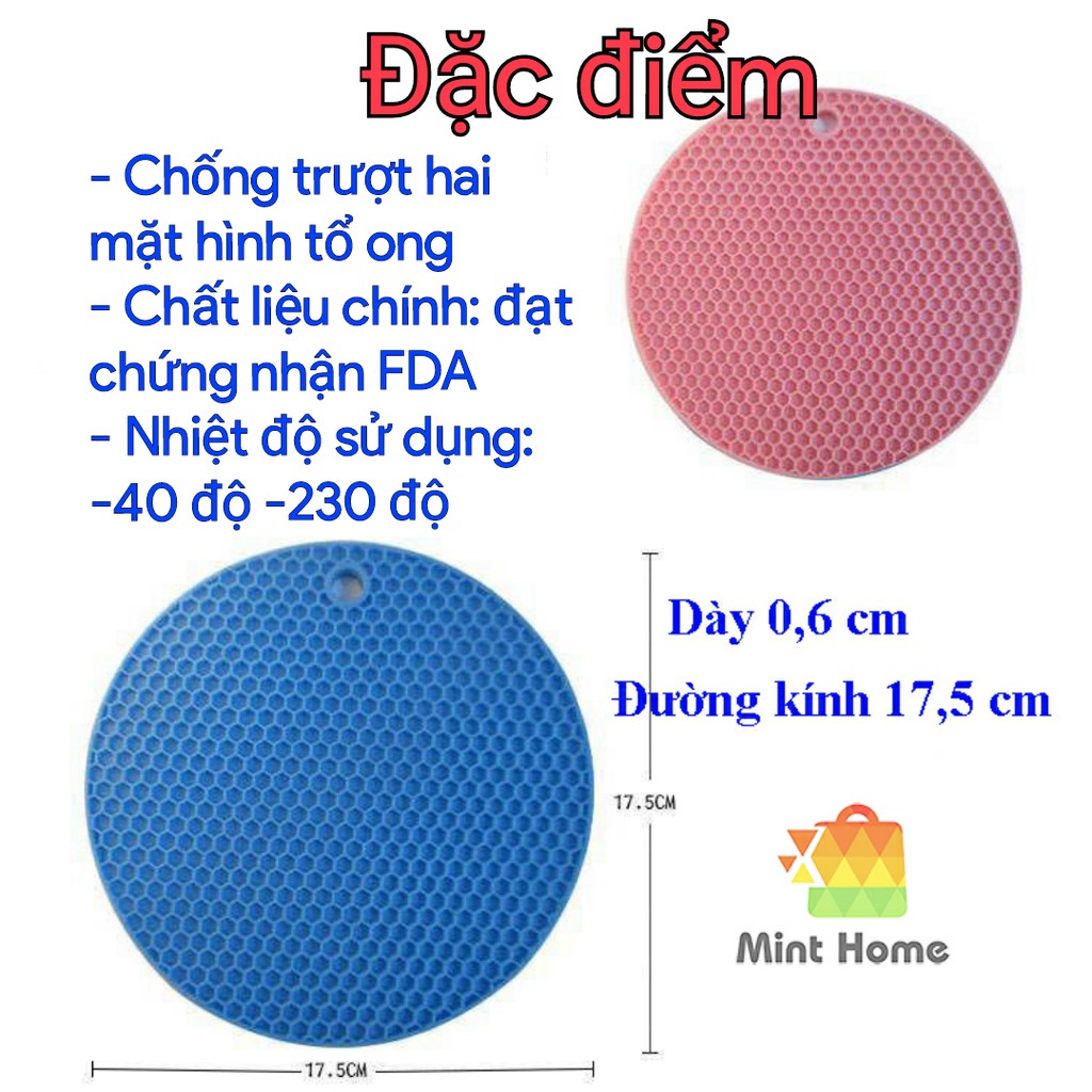 Miếng rế lót nồi silicon chịu nhiệt hình tổ ong cách nhiệt bàn ăn hàng tách lẻ từ bộ phụ kiện nồi chiên không dầu