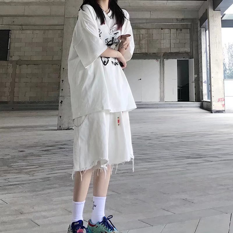 Quần Short Denim Lưng Cao Plus Size Cho Nữ