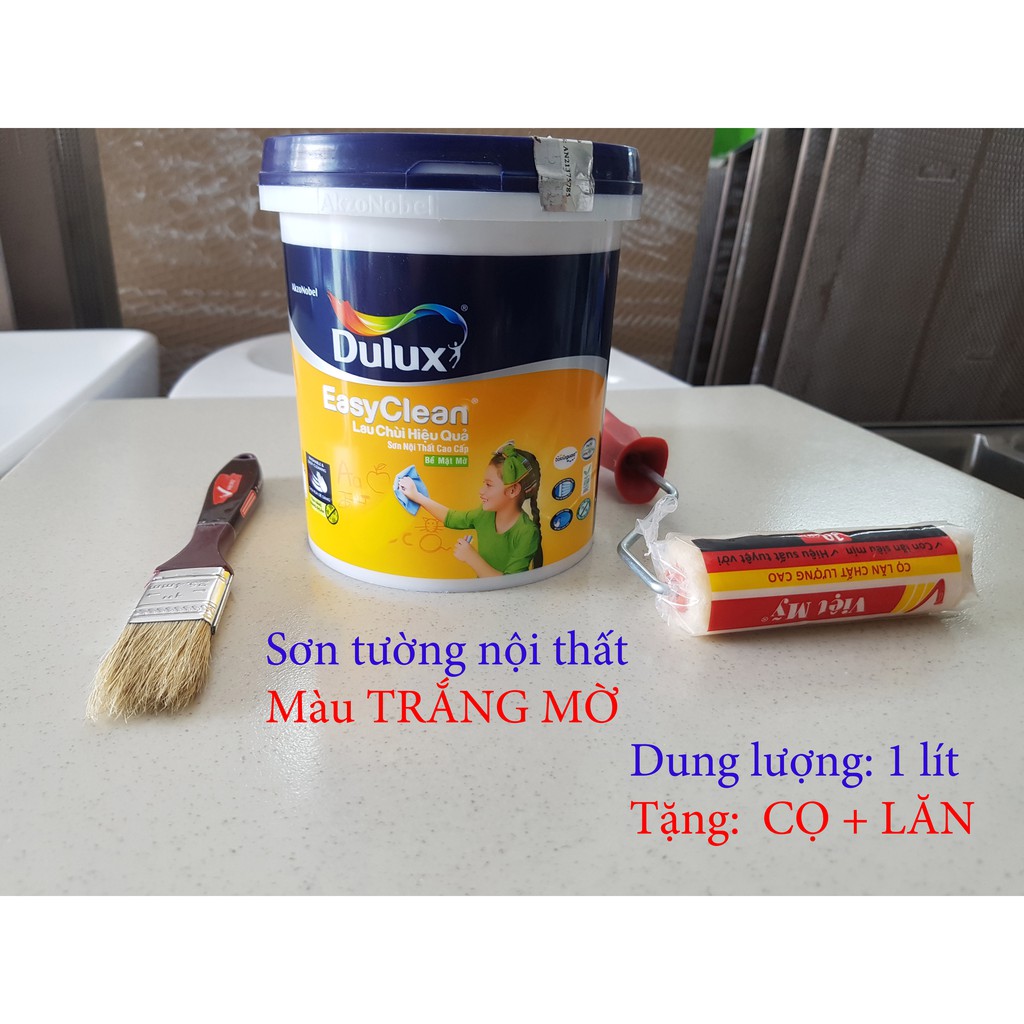 Sơn tường nội thất Dulux EasyClean lau chùi hiệu quả, trắng mờ, 1 lít