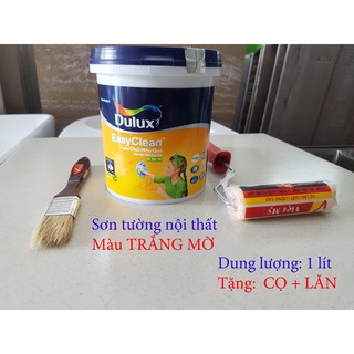 [TẶNG CỌ VÀ LĂN] Sơn tường nội thất Dulux EasyClean lau chùi hiệu quả, trắng mờ, 1 lít