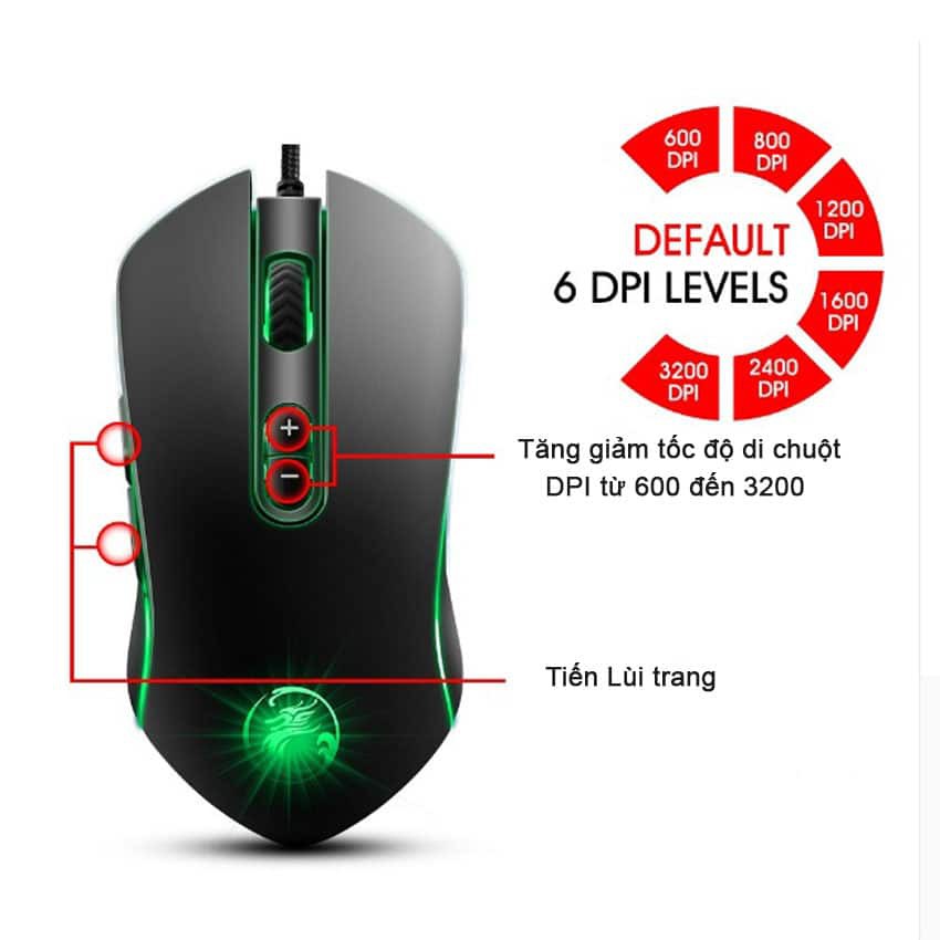 Chuột Game Có Dây E-Sport Apedra A6 3200 Dpi 7 Nút Led RGB Đổi Màu - VL