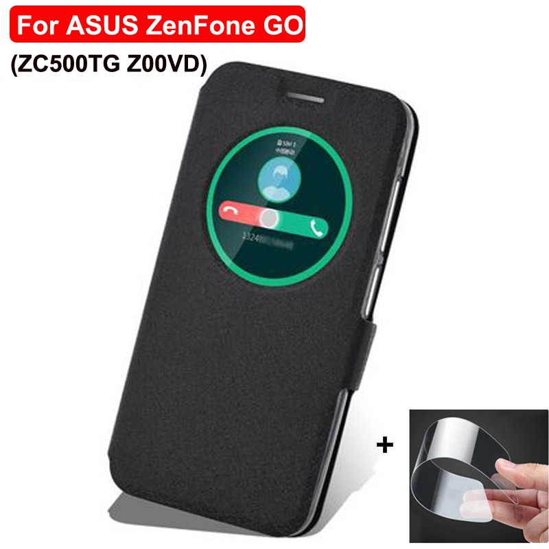 Bao Da Điện Thoại Pu Nắp Lật Mở Cửa Sổ Cho Asus Zenfone Go Zc500Tg Z00Vd Ốp