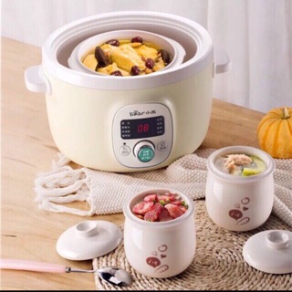 (Có sẵn) Nồi nấu chậm bear 1,8l kèm 2 thố 0,5l, lồng hấp