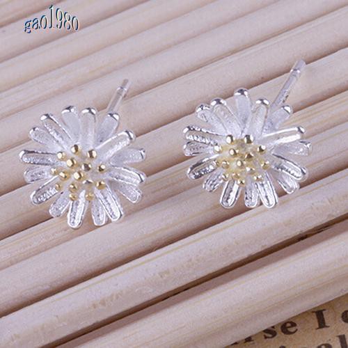 Bông Tai Mạ Bạc 925 Hình Hoa Hướng Dương Dễ Thương