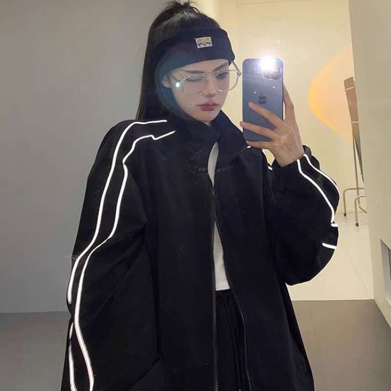 Jacket Áo khoác dù YAYSHOP 2 sọc Phản Quang chất dù 2 lớp trượt nước hình thật (form unisex)